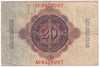 Germany 1914 20 Mark Note, Pick #46b 7 Digit, F