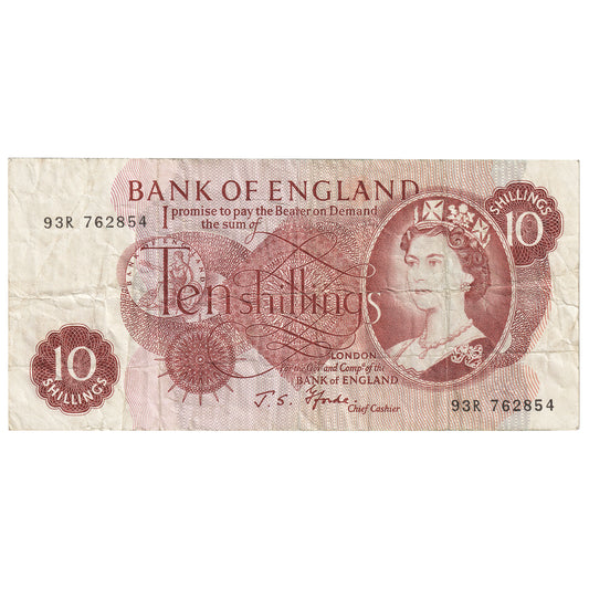 Great Britain 1967 10 Shilling Note, BE38b, VF