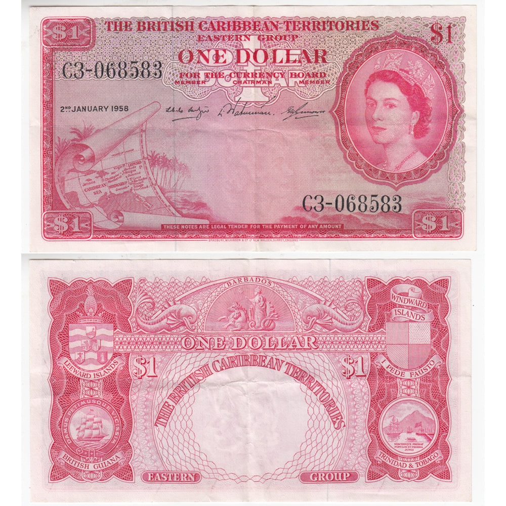 British Caribbean Note 1958 1 Dollar, EF