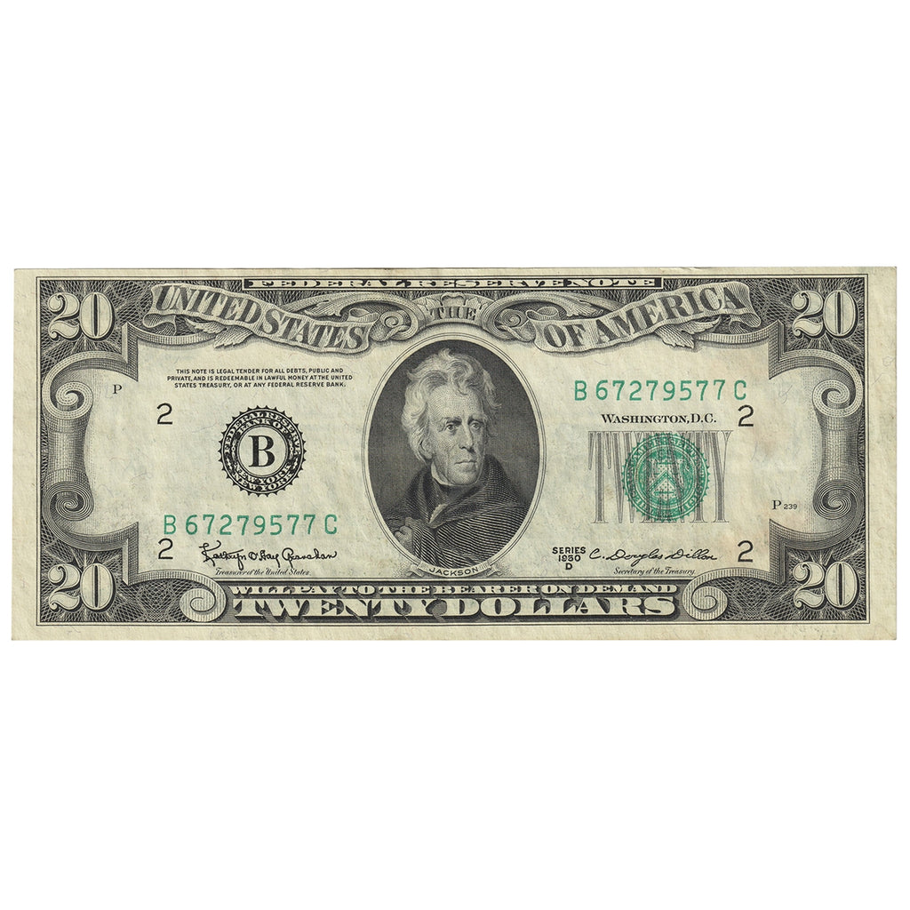 USA 1950D $20 Note, FR #2063B, Granahan-Dillon, New York, EF