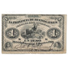 Argentina 1869 1 Peso Note, Pick #S481, EF
