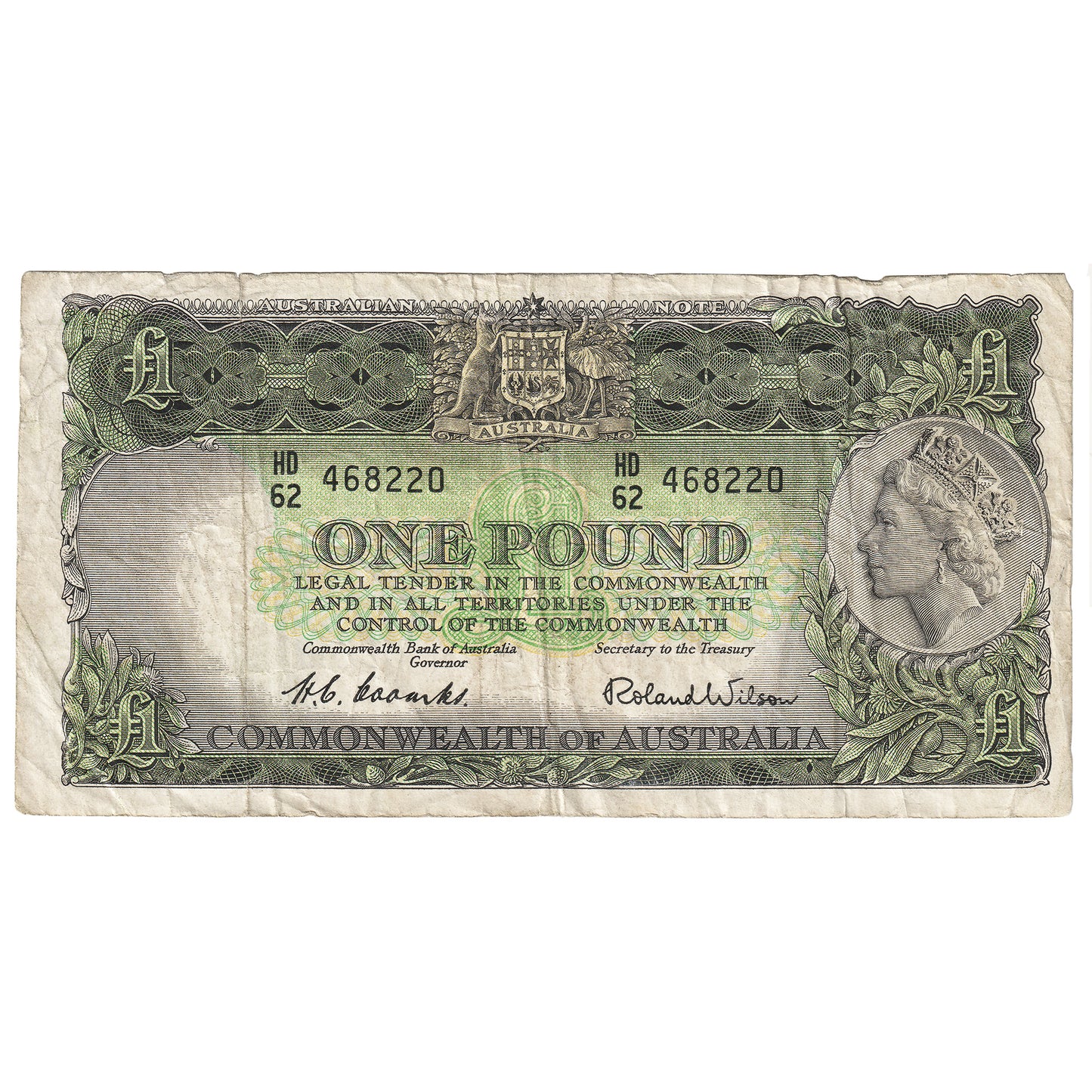 Australia 1 Pound Note, Pick #30a, F