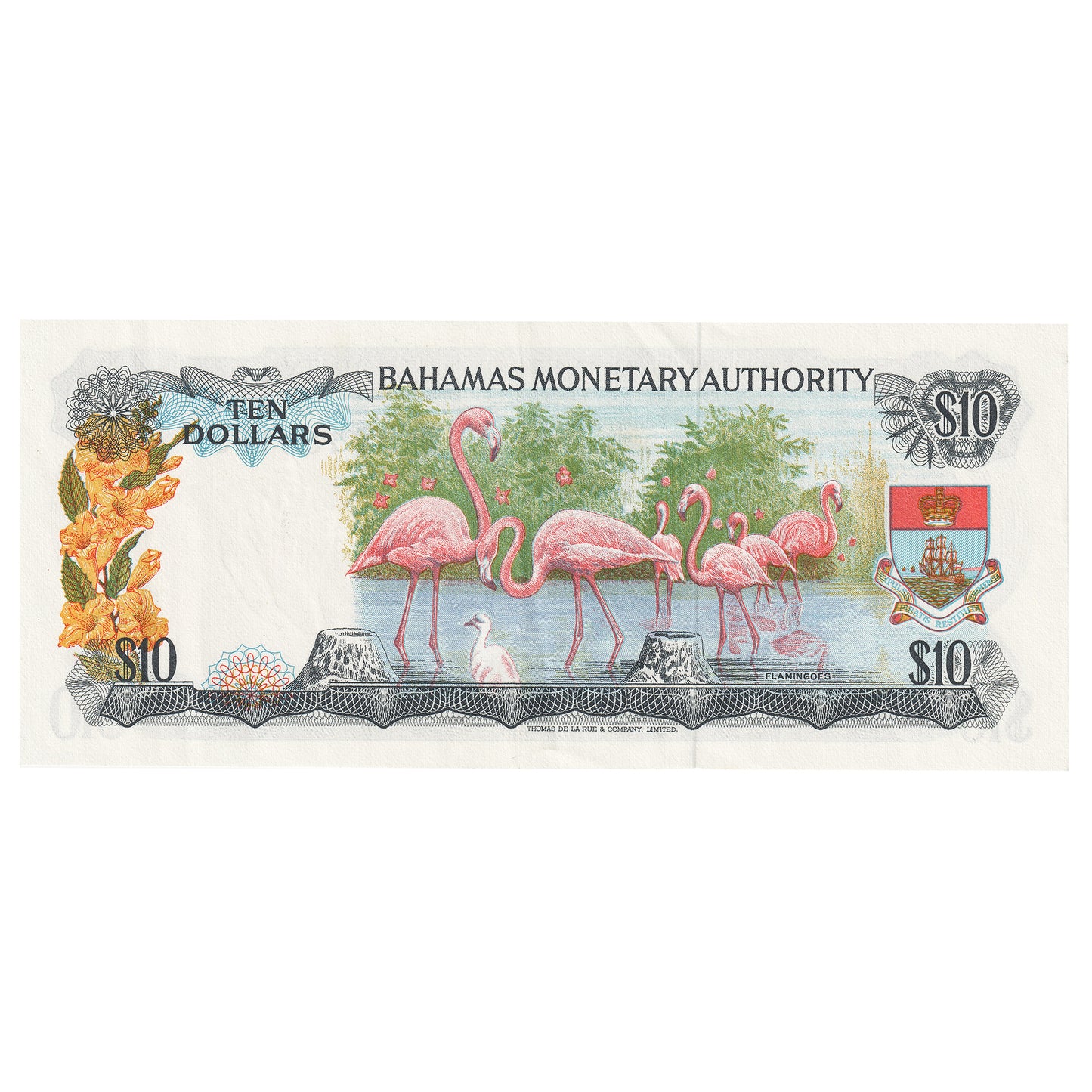 Bahamas L.1968 10 Dollar Note, Pick #30a, AU
