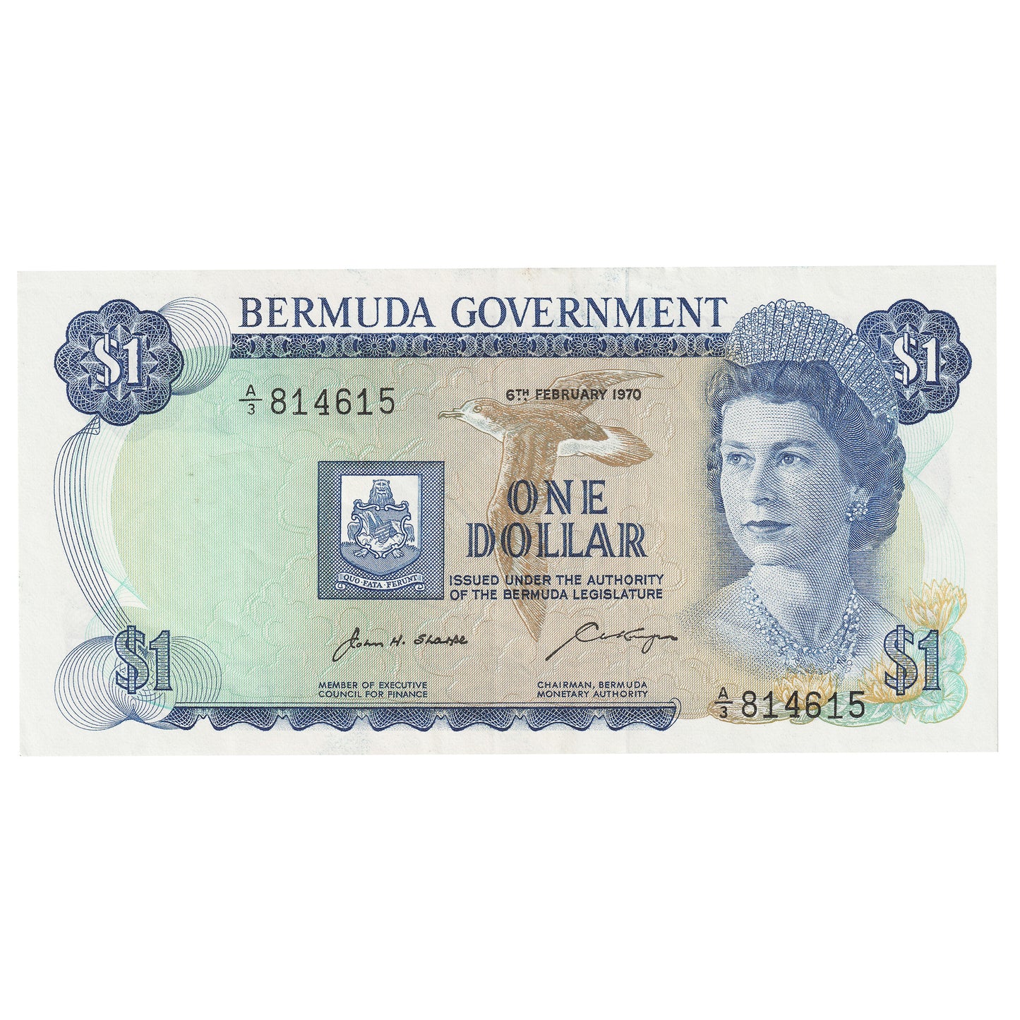 Bermuda 1970 1 Dollar Note, Pick #23a, EF
