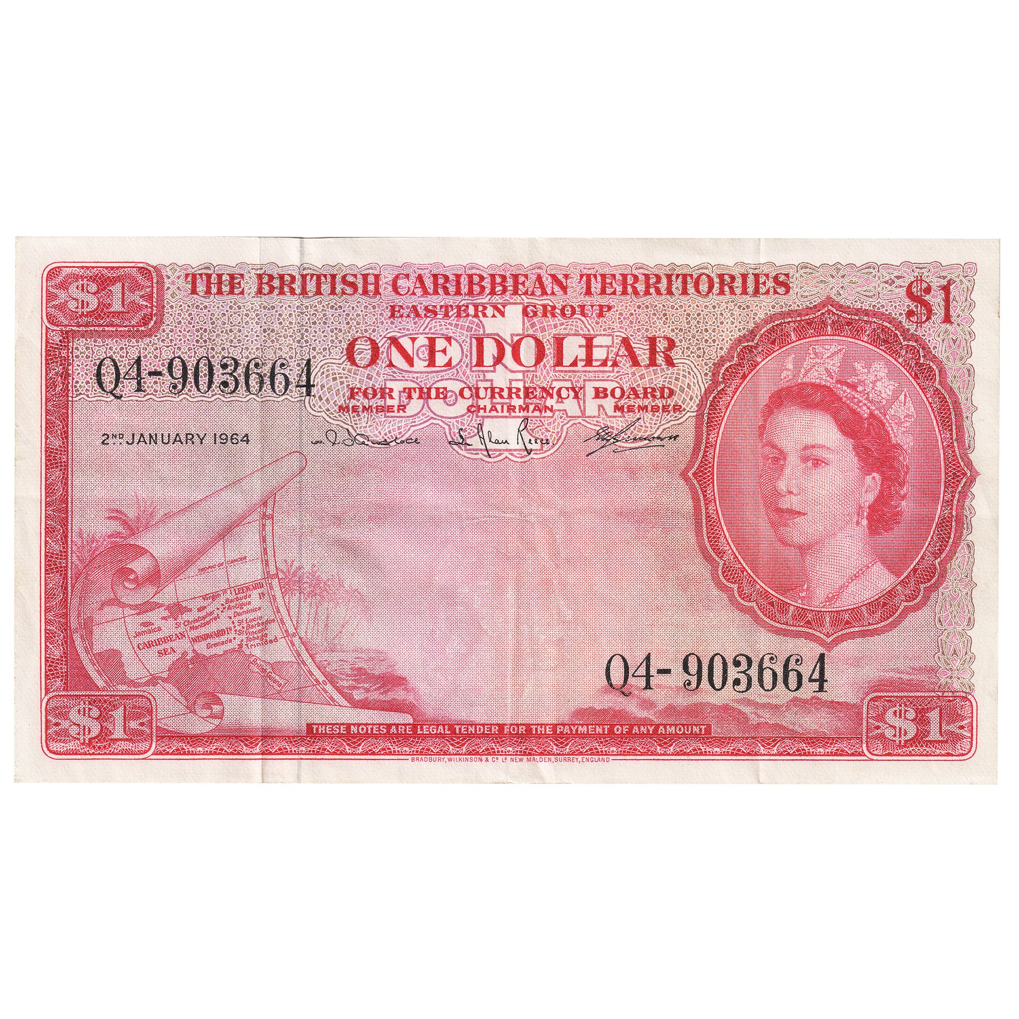 British Caribbean States 1 Dollar Note, Pick #7c, VF-EF – Colonial ...