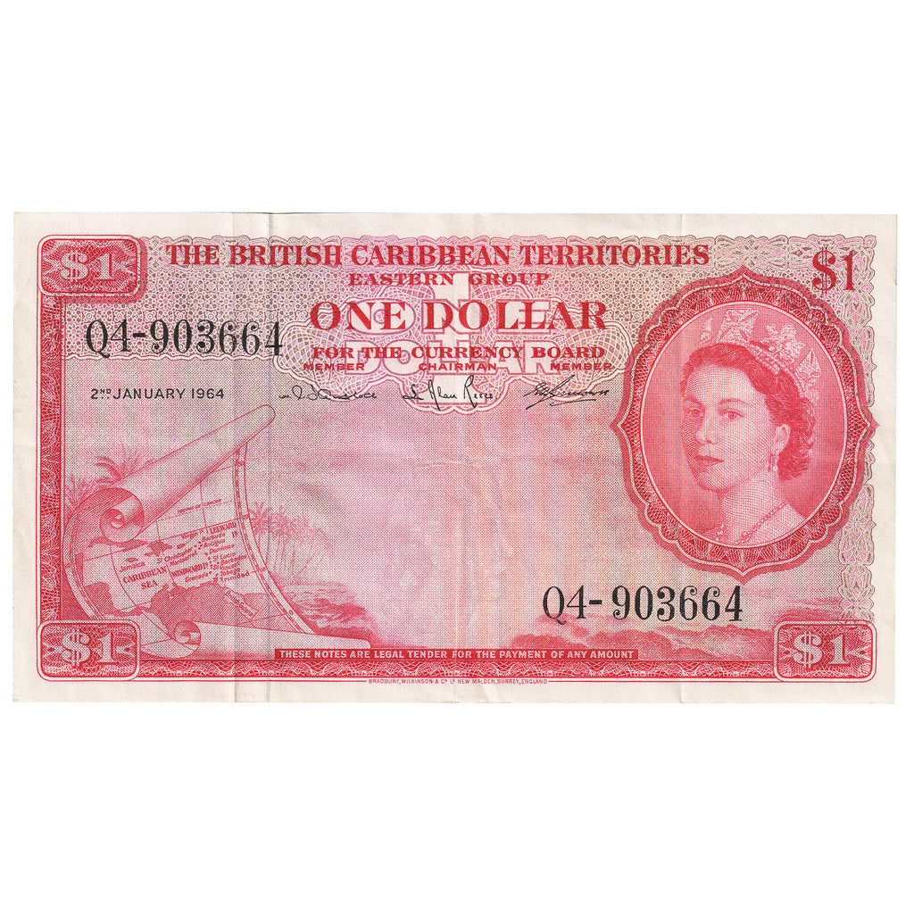 British Caribbean States 1 Dollar Note, Pick #7c, VF-EF