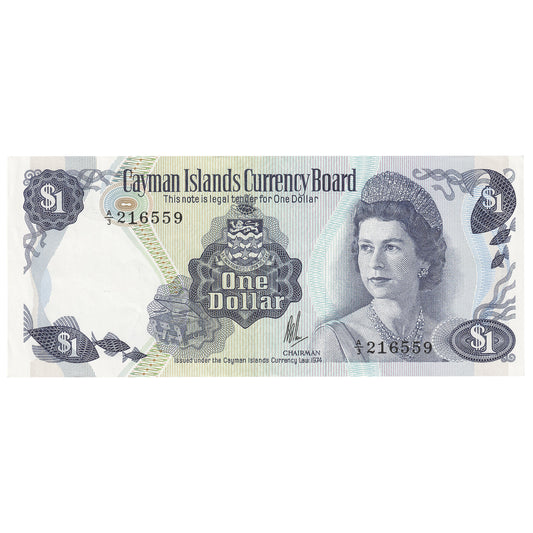 Cayman Islands L.1971 (1972) 1 Dollar Note, Pick #1c, A/3, AU