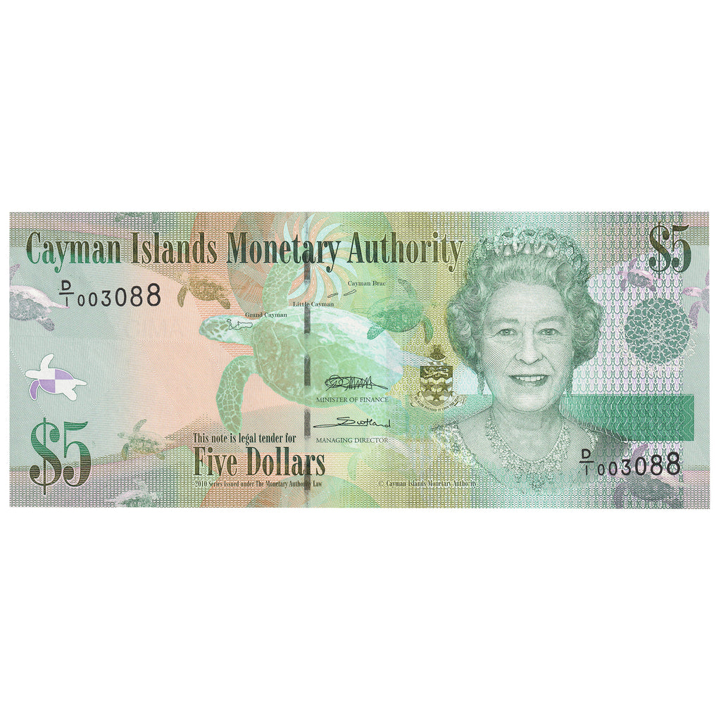 Cayman Islands 2010 5 Dollar Note, Pick #39a, UNC