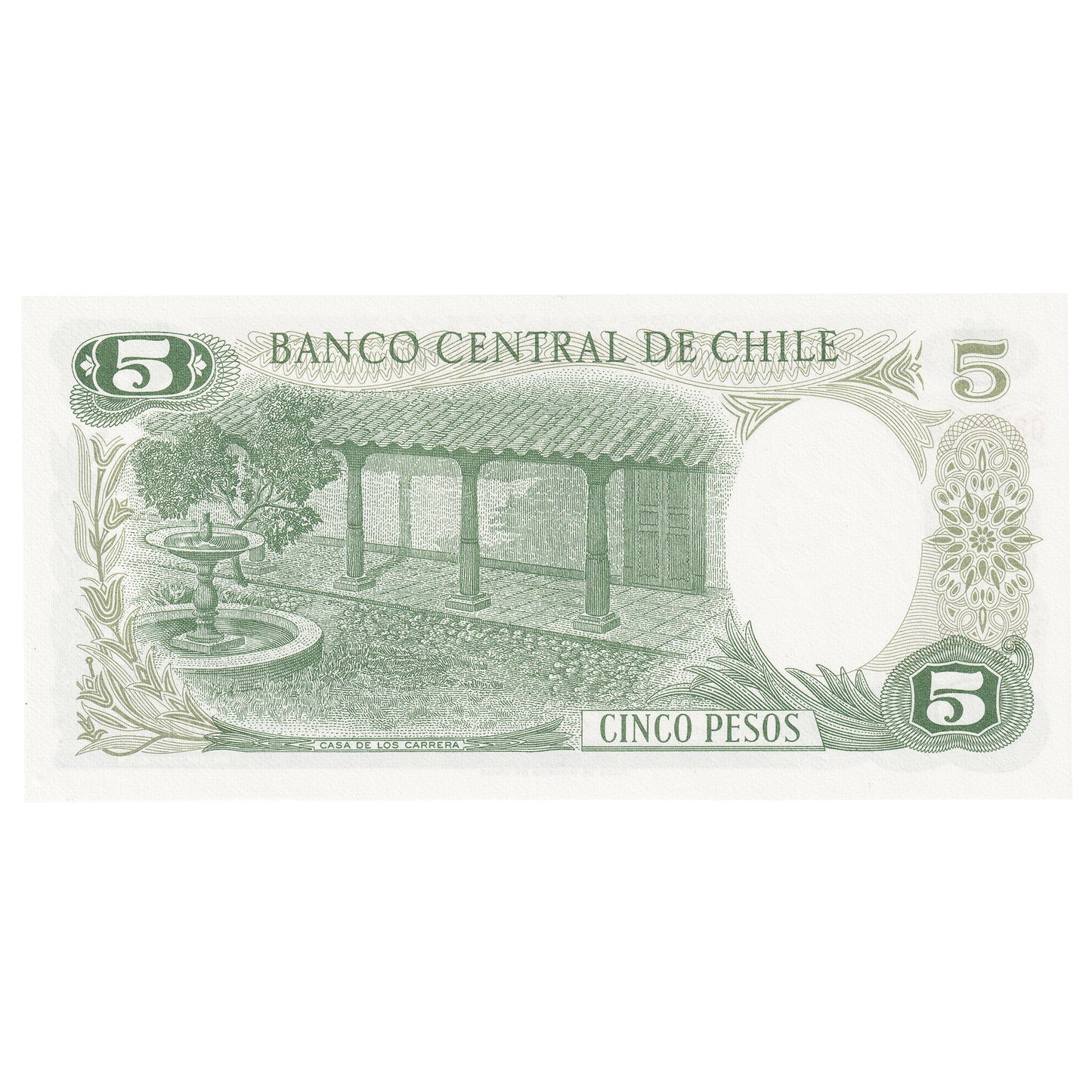 Chile 1975 5 Peso Note, Pick #149a, UNC