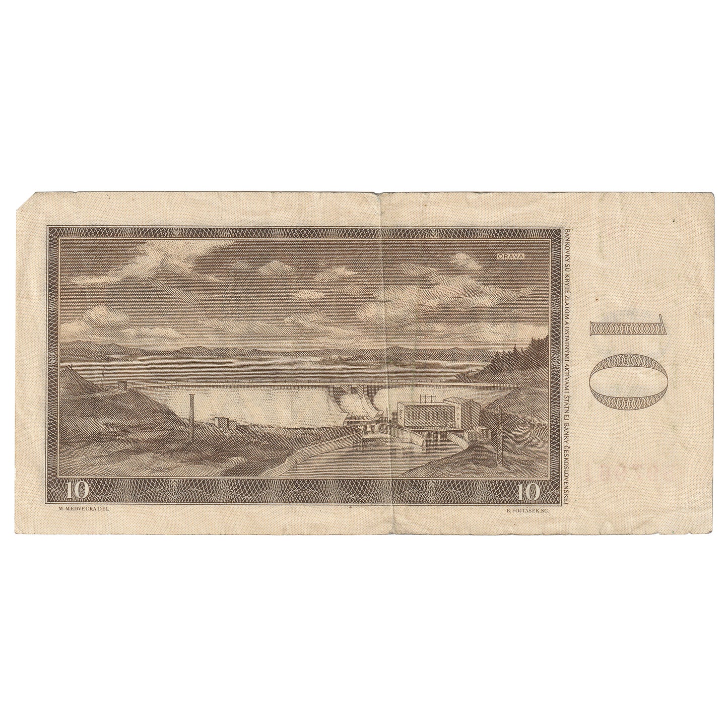 Czechoslovakia 1960 10 Korun Note, Pick #88a, Series F, EF