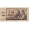 Czechoslovakia 1960 10 Korun Note, Pick #88a, Series F, F