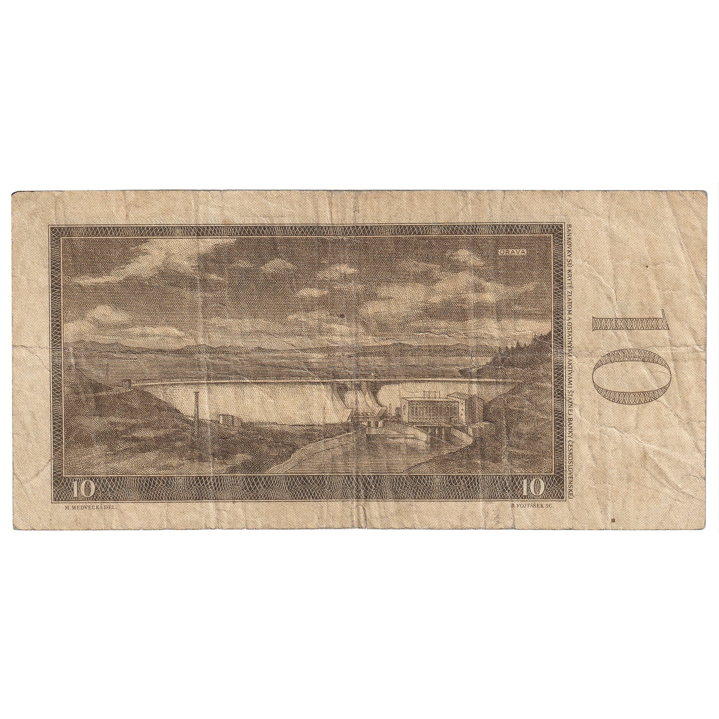Czechoslovakia 1960 10 Korun Note, Pick #88a, Series F, F