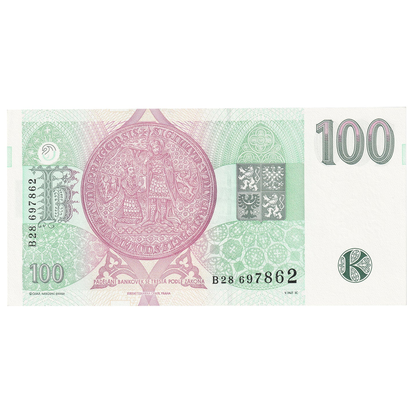 Czech Republic 100 Korun Note, Pick #12, UNC