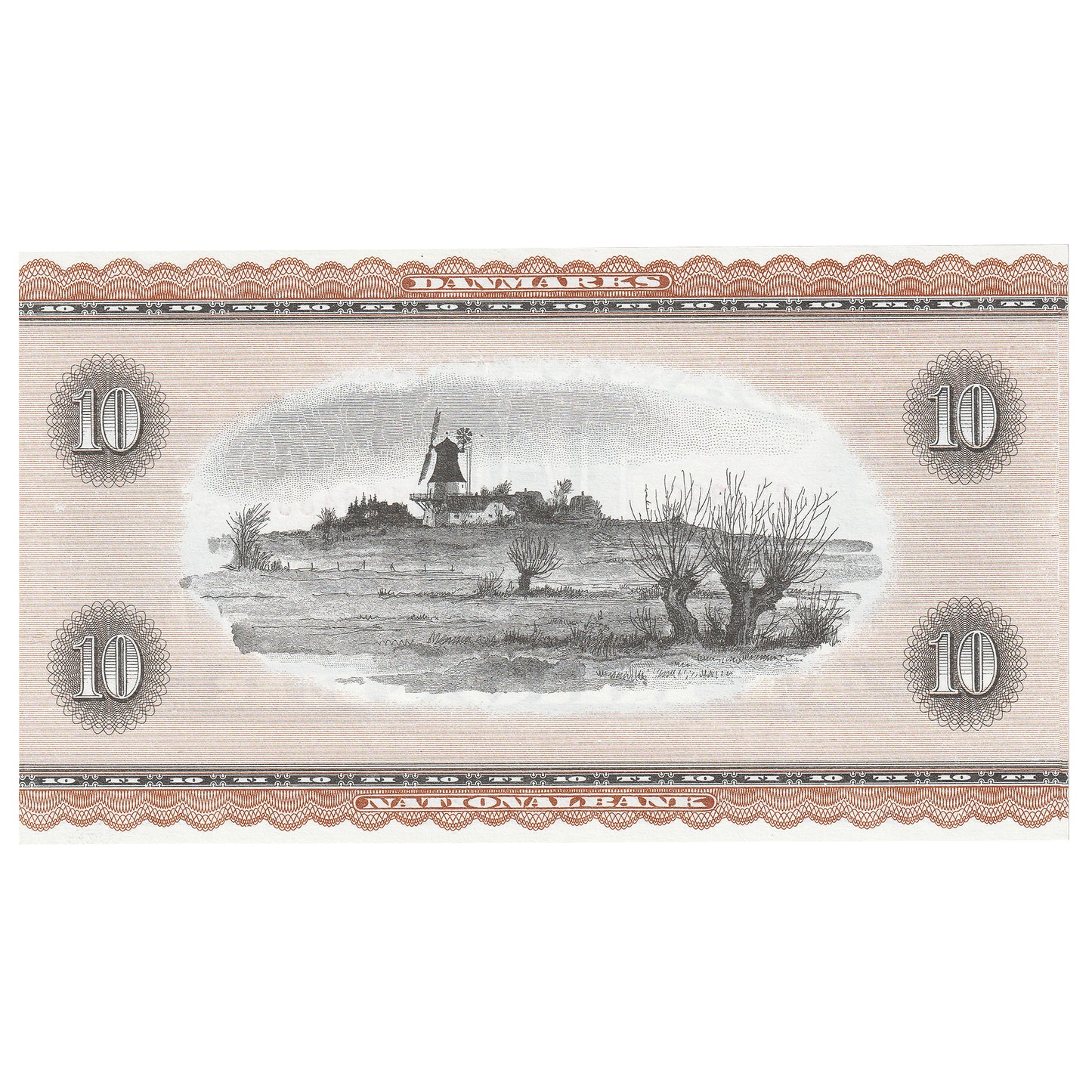 Denmark 1973 10 Kroner Note, Pick #44ag, UNC