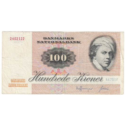 Denmark 1975 100 Kroner Note, Pick #51b, Circ