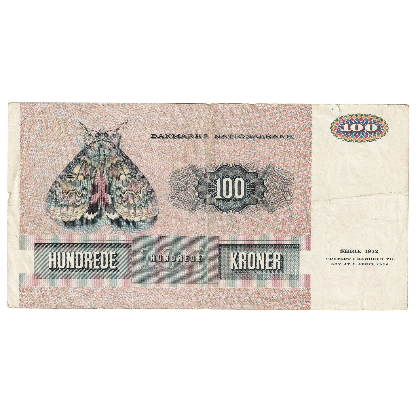 Denmark 1975 100 Kroner Note, Pick #51b, Circ
