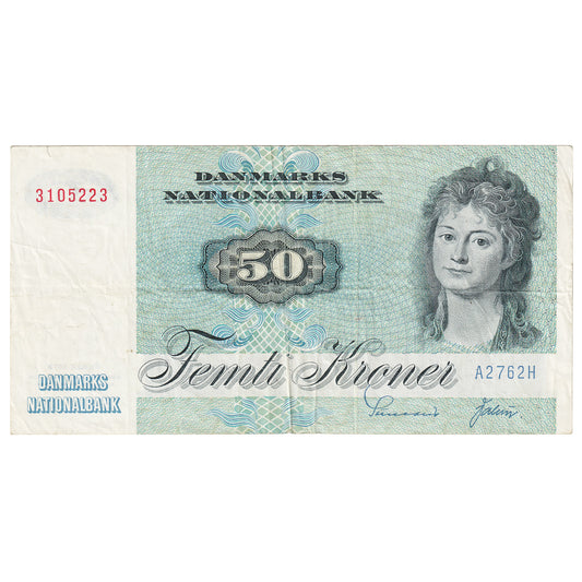 Denmark 1976 50 Kroner Note, Pick #50b, VF