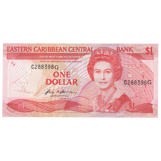 East Caribbean States 1985-88 1 Dollar Note, Pick #17g, AU