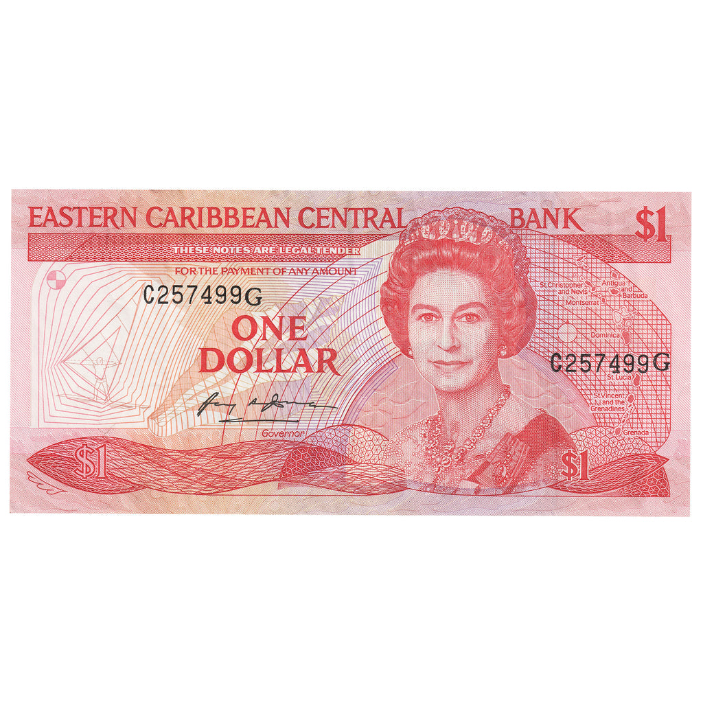 East Caribbean States 1985-88 1 Dollar Note, Pick #17g, VF-EF