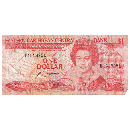 East Caribbean States 1988-89 1 Dollar Note, Pick #21l, VF