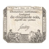 France 1793 50 Sols Note, Pick #70, F
