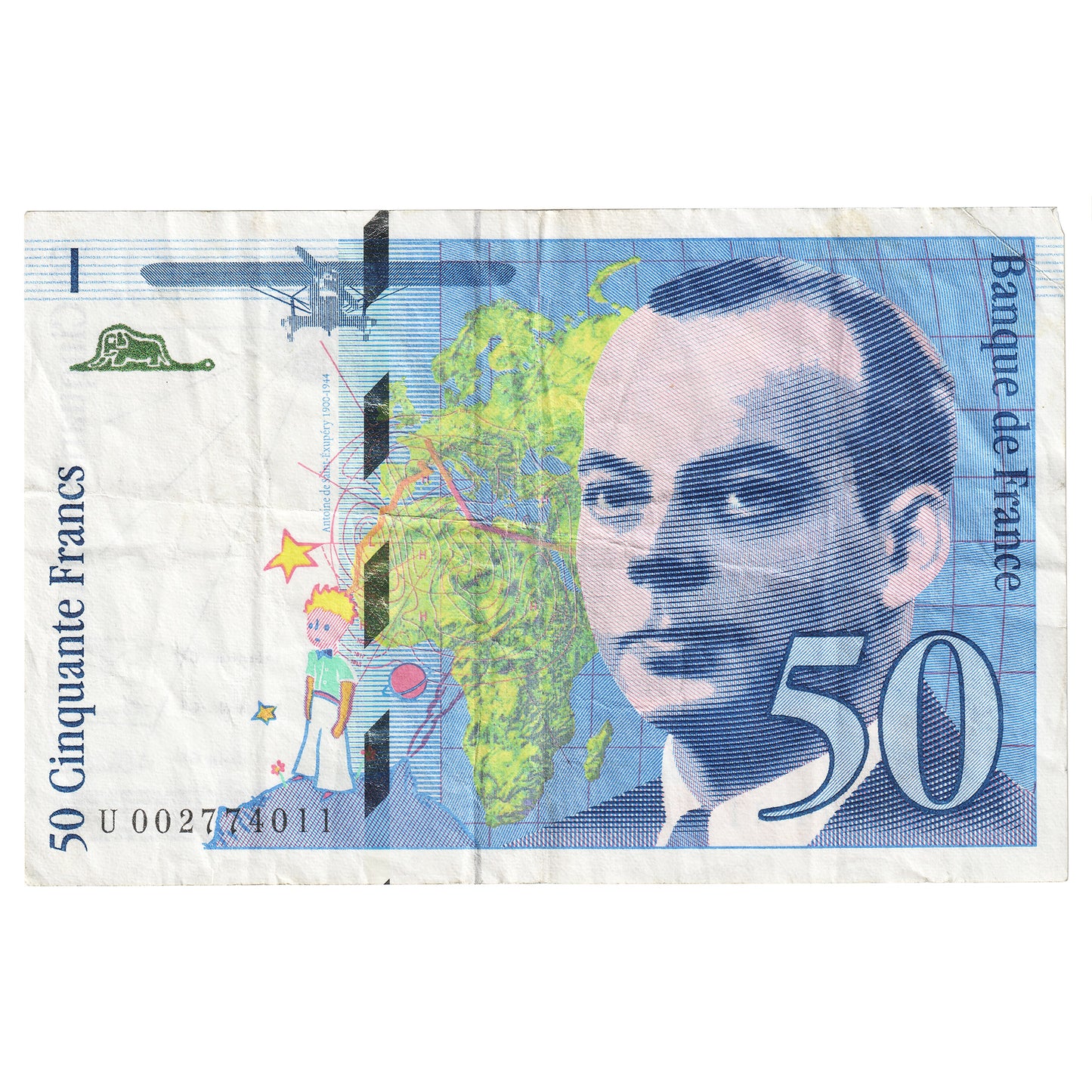 France 1992 50 Francs Note, Pick #157a, VF