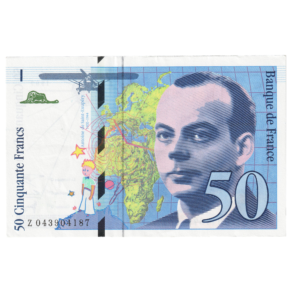 France 1997 50 Francs Note, Pick #157Ad, AU