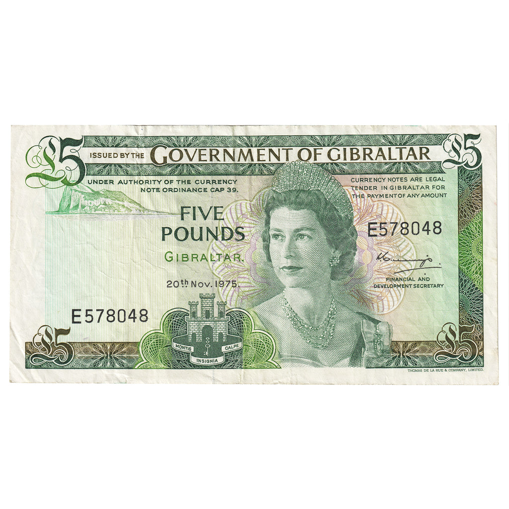 Gibraltar 1975 1 Pound Note, Pick #21a, VF