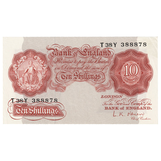 Great Britain 1955 10 Shilling Note, BE31f, AU