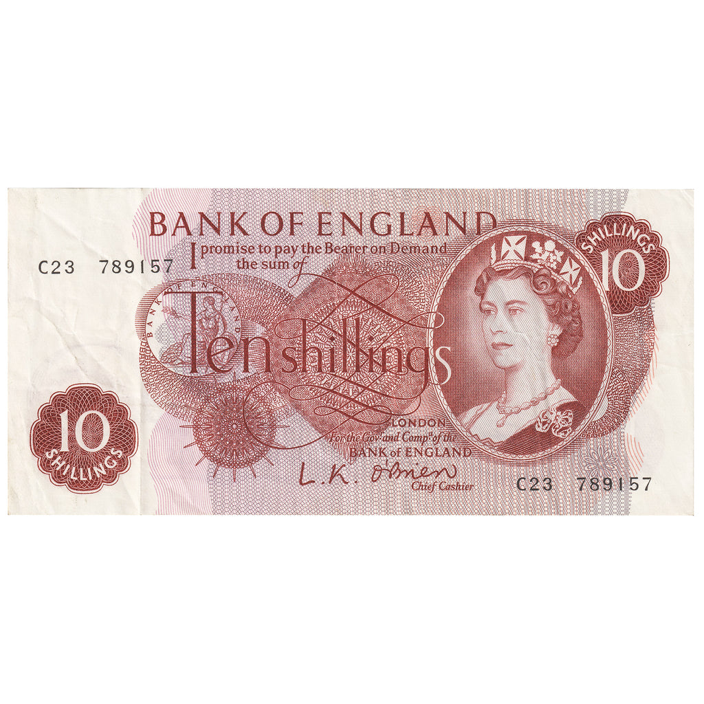 Great Britain 1961 10 Shilling Note, BE33c, VF-EF