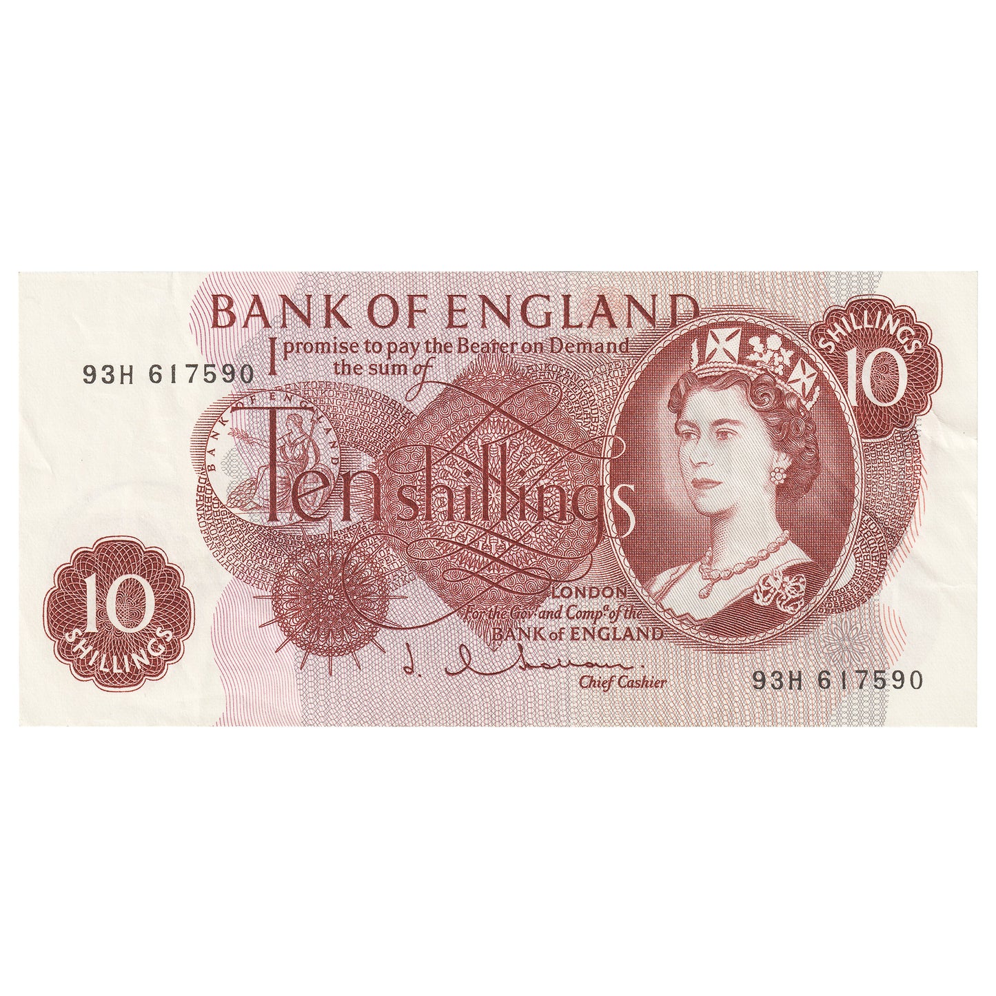 Great Britain 1961 10 Shilling Note, BE37c, AU