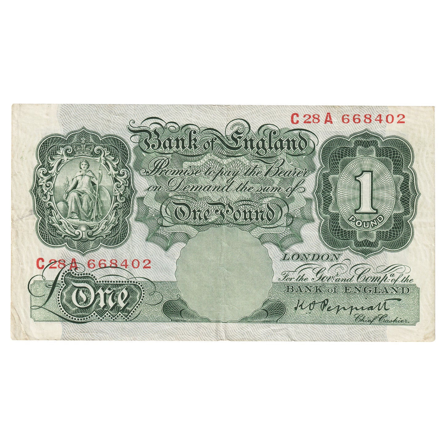 Great Britain 1934 1 Pound Note, BE46c, VF-EF