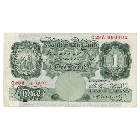 Great Britain 1934 1 Pound Note, BE46c, VF-EF