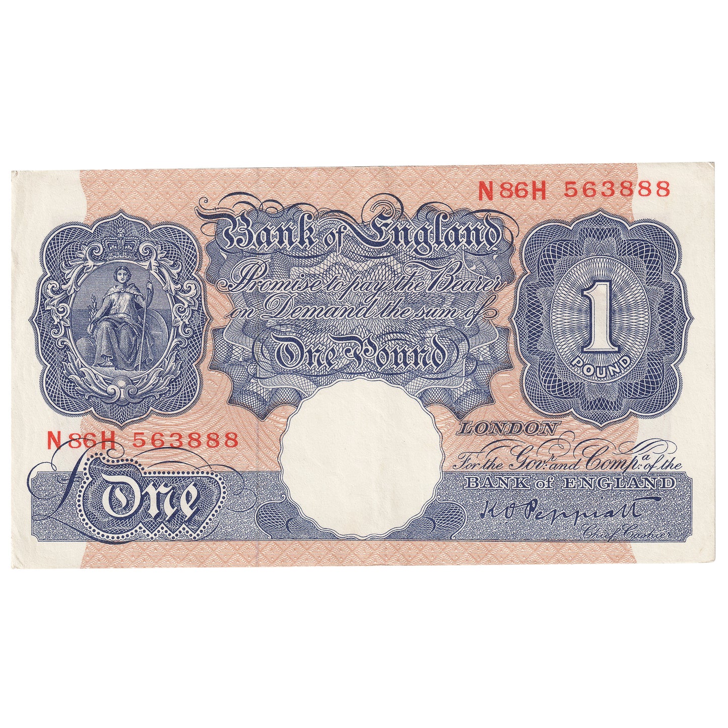 Great Britain 1940 1 Pound Note, BE47j, AU