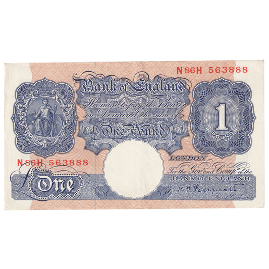 Great Britain 1940 1 Pound Note, BE47j, AU