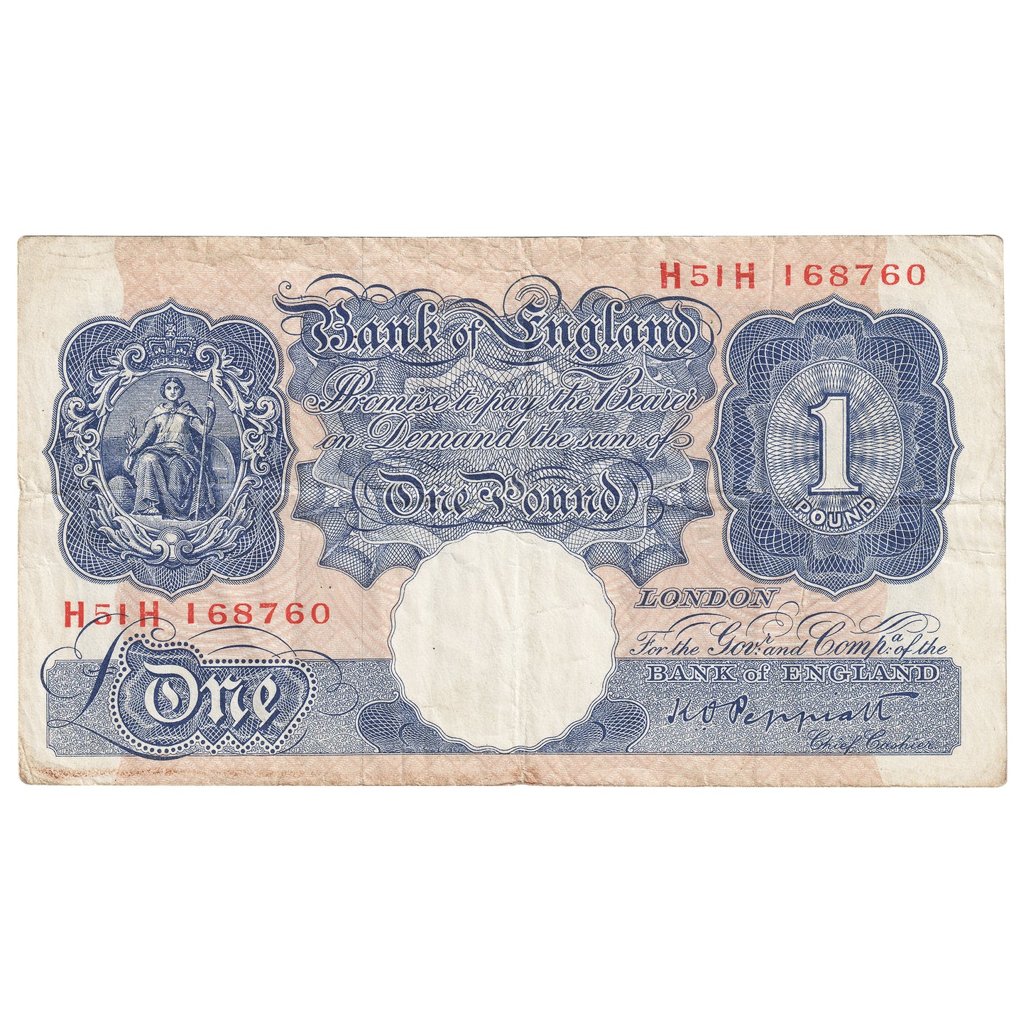 Great Britain 1940 1 Pound Note, BE47j, VF