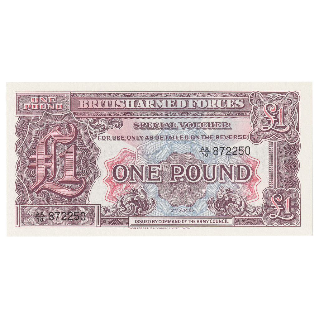 Great Britain 1948 British Armed Forces 1 Pound Note, Pick #M22b, 2nd Series, UNC
