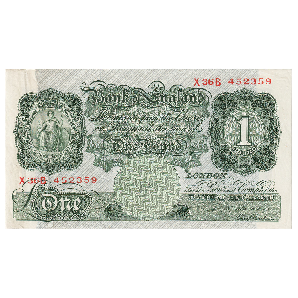 Great Britain 1950 1 Pound Note, BE54c, AU