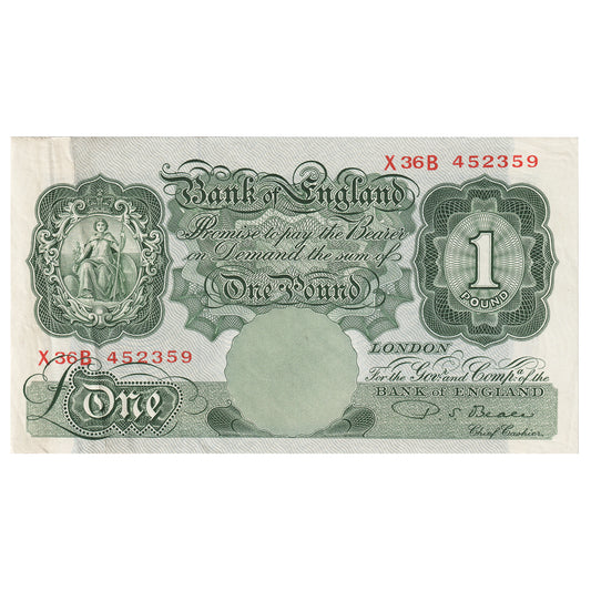 Great Britain 1950 1 Pound Note, BE54c, AU