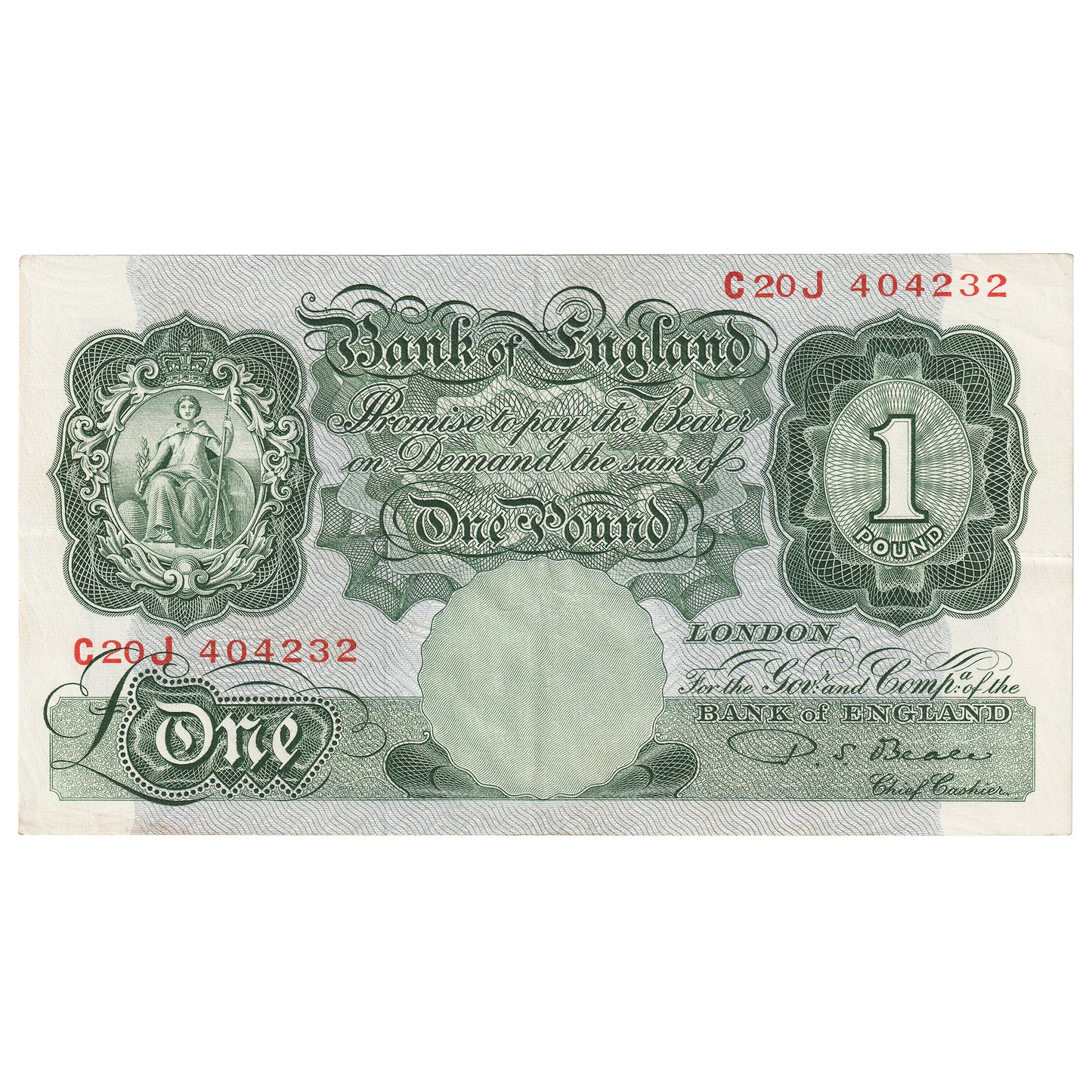Great Britain 1950 1 Pound Note, BE54c, EF