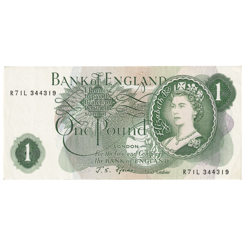 Great Britain 1967 1 Pound Note, BE76d, R_L, EF
