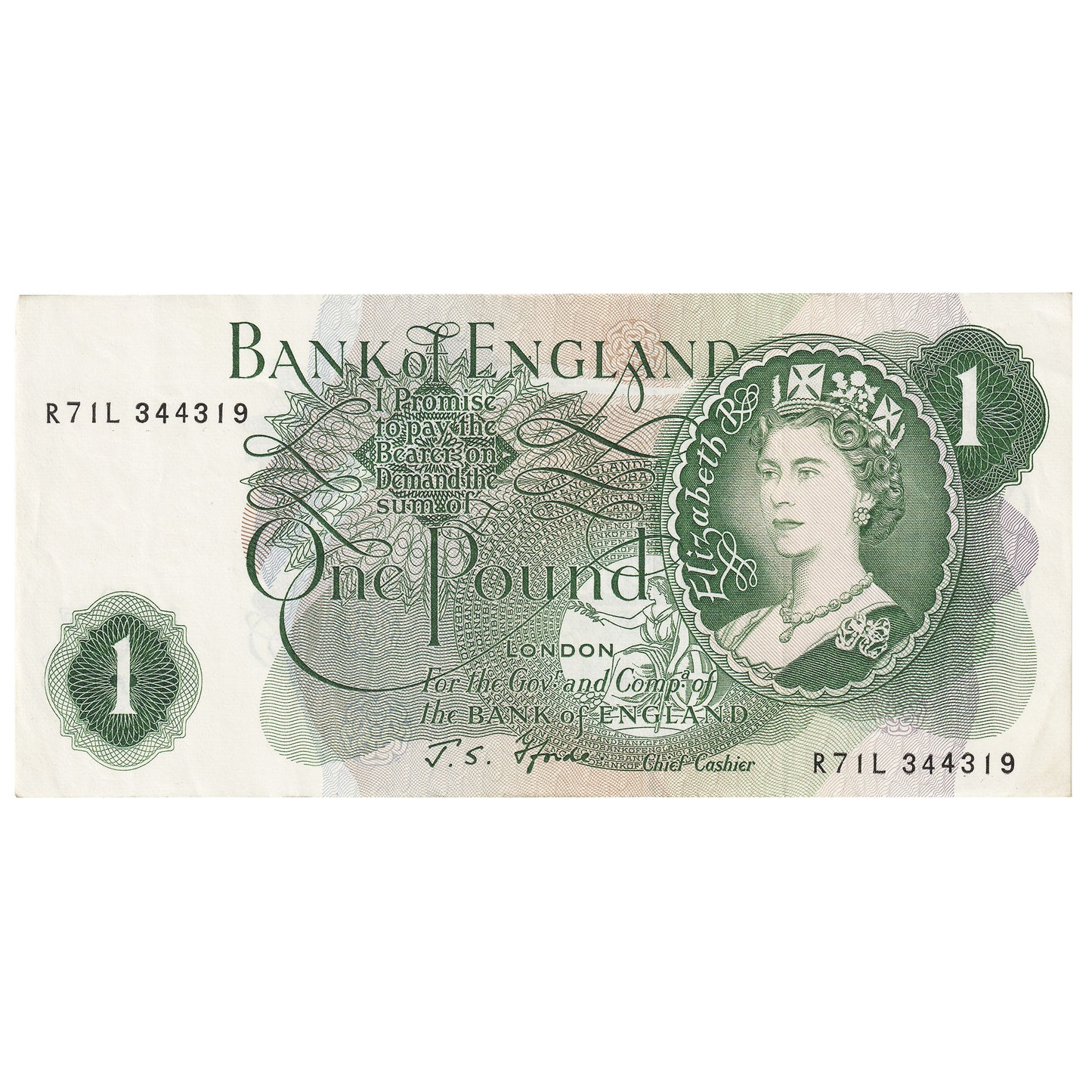 Great Britain 1967 1 Pound Note, BE76d, R_L, EF