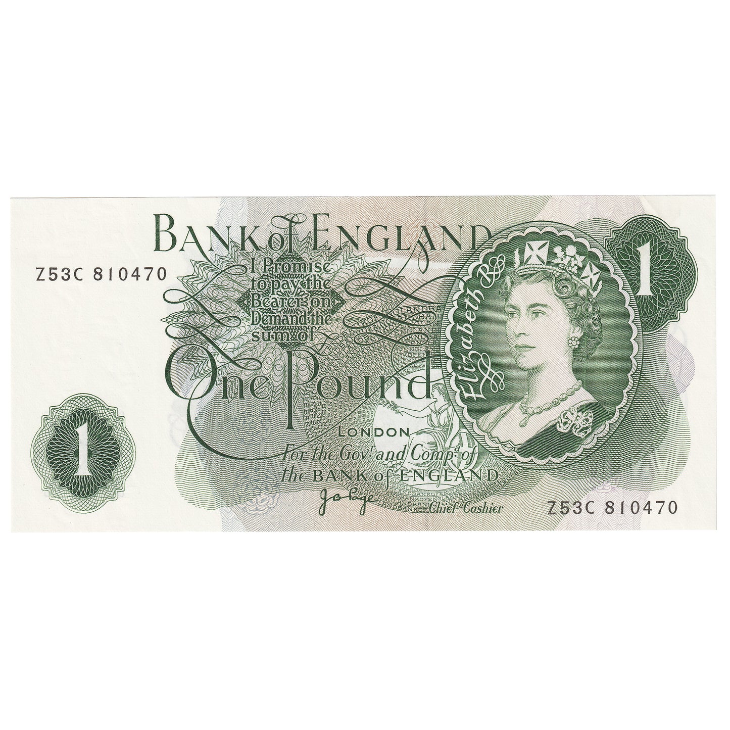 Great Britain 1970 1 Pound Note, BE78d, EF-AU