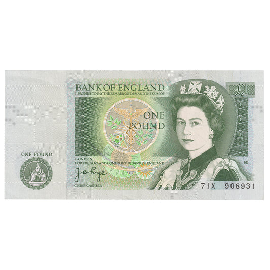 Great Britain 1978 1 Pound Note, BE85c, AU-UNC