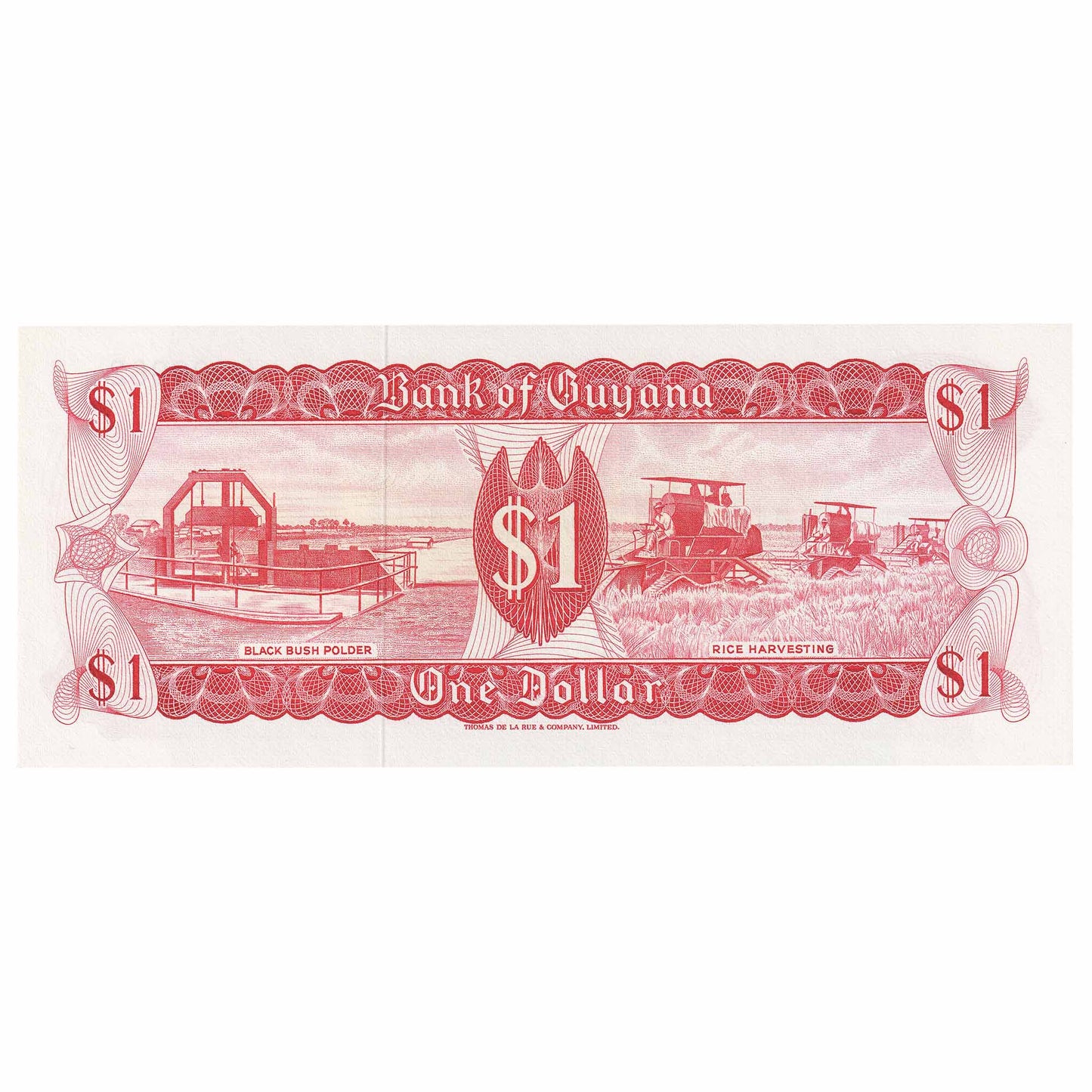 Guyana 1966-92 1 Dollar Note, Pick #21a, Signature 2, UNC