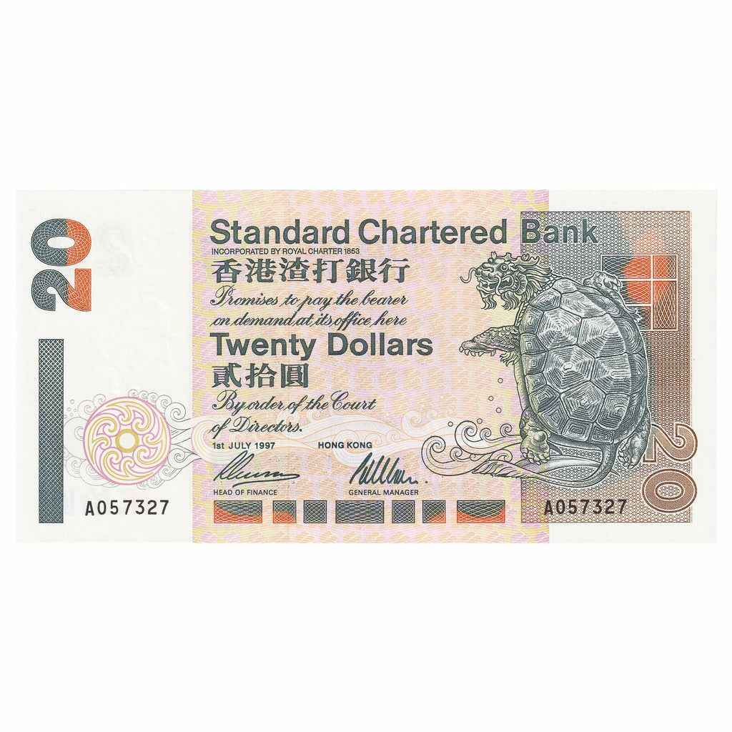 Hong Kong 1997 20 Dollar Note, Pick #285b, UNC
