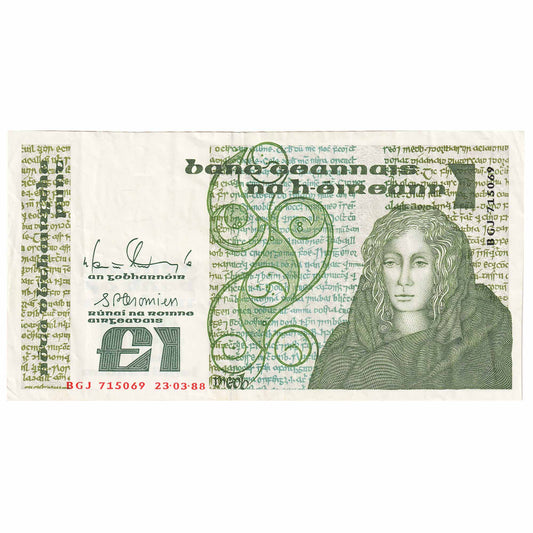 Ireland 1988-89 1 Pound Note, E139, EF