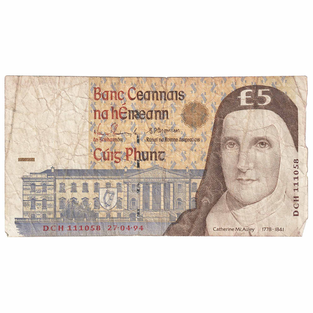 Ireland 1994 5 Pound Note, E153, Circ