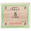 Italy 1943 5 Lire Note, Pick #M12a, With F, AU
