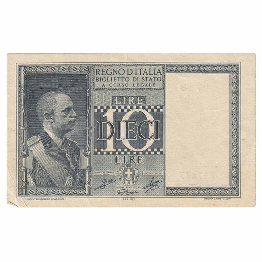 Italy 1944 10 Lire Note, Pick #25c, EF-AU